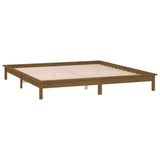 LED Bed Frame without Mattress Honey Brown 150x200 cm Solid Wood