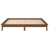 LED Bed Frame without Mattress Honey Brown 150x200 cm Solid Wood