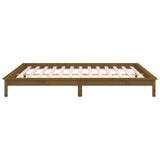 LED Bed Frame without Mattress Honey Brown 150x200 cm Solid Wood