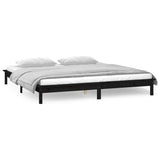 LED Bed Frame without Mattress Black 150x200 cm Solid Wood