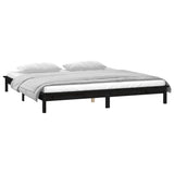 LED Bed Frame without Mattress Black 150x200 cm Solid Wood