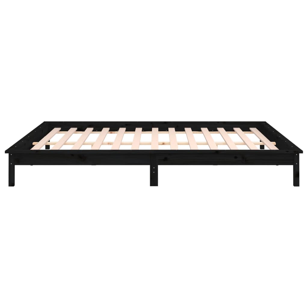 LED Bed Frame without Mattress Black 150x200 cm Solid Wood