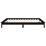 LED Bed Frame without Mattress Black 150x200 cm Solid Wood - Low Angle