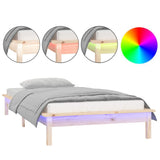 LED Bed Frame without Mattress 90x190 cm Solid Wood - Front View