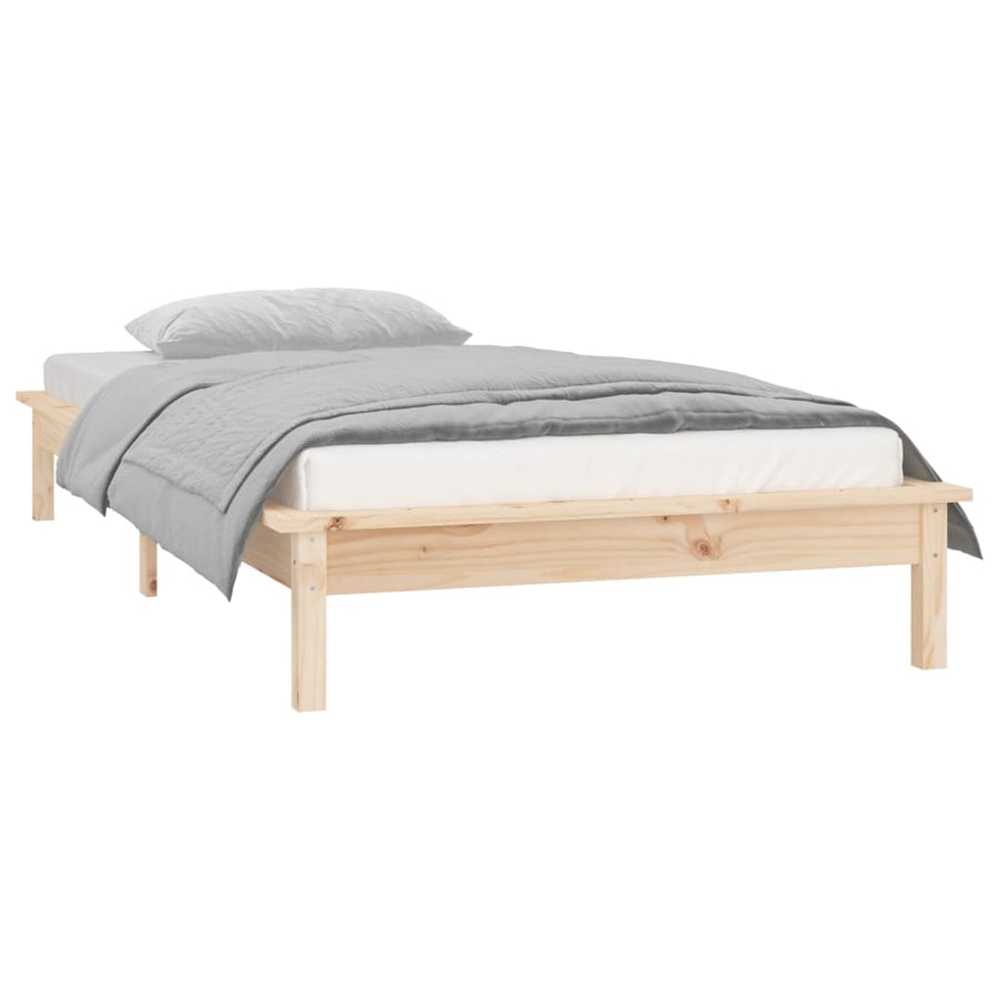 LED Bed Frame without Mattress 90x190 cm Single Solid Wood