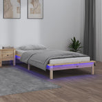 LED Bed Frame without Mattress 90x190 cm Single Solid Wood