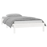 LED Bed Frame without Mattress White 90x190 cm Solid Wood