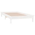 LED Bed Frame without Mattress White 90x190cm Single Solid Wood