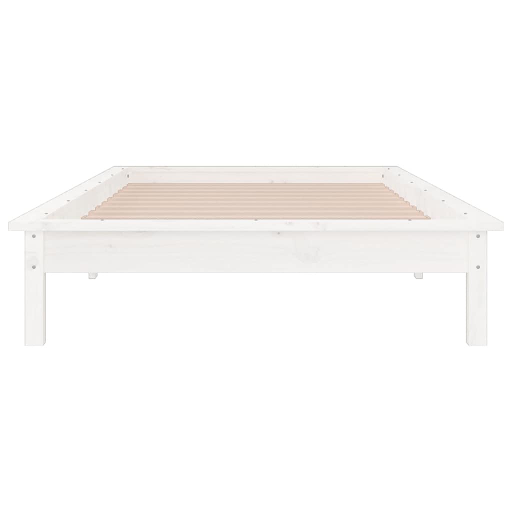 LED Bed Frame without Mattress White 90x190 cm Solid Wood
