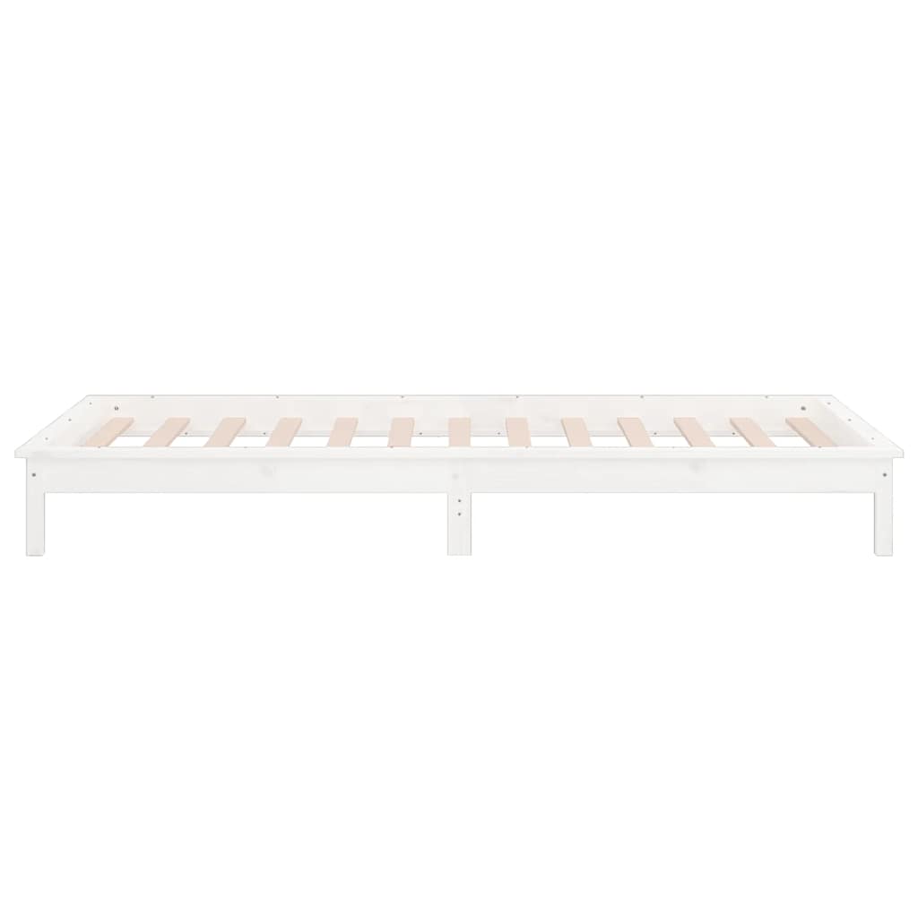 LED Bed Frame without Mattress White 90x190 cm Solid Wood