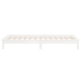 LED Bed Frame without Mattress White 90x190 cm Solid Wood - Low Angle