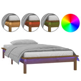 LED Bed Frame without Mattress Honey Brown 90x190 cm Solid Wood - Front View