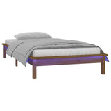 LED Bed Frame without Mattress Honey Brown 90x190 cm Solid Wood - Side View