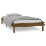 LED Bed Frame without Mattress Honey Brown 90x190 cm Solid Wood - Top-Down View