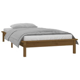 LED Bed Frame without Mattress Honey Brown 90x190 cm Solid Wood - 45-Degree Angle