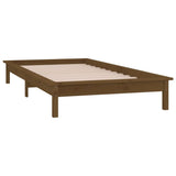 LED Bed Frame without Mattress Honey Brown 90x190 cm Solid Wood - Rear View