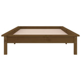 LED Bed Frame without Mattress Honey Brown 90x190 cm Solid Wood - Close-Up Angle