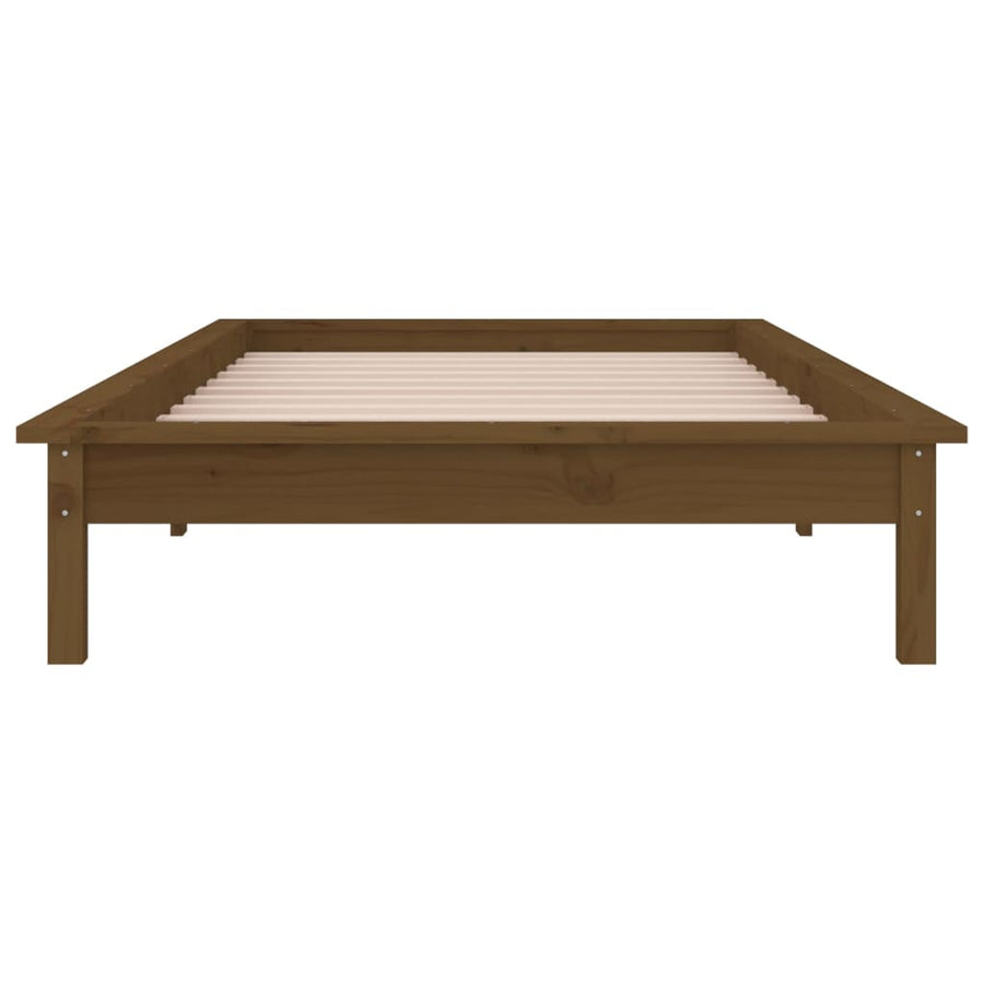 LED Bed Frame without Mattress Honey Brown 90x190cm Solid Wood