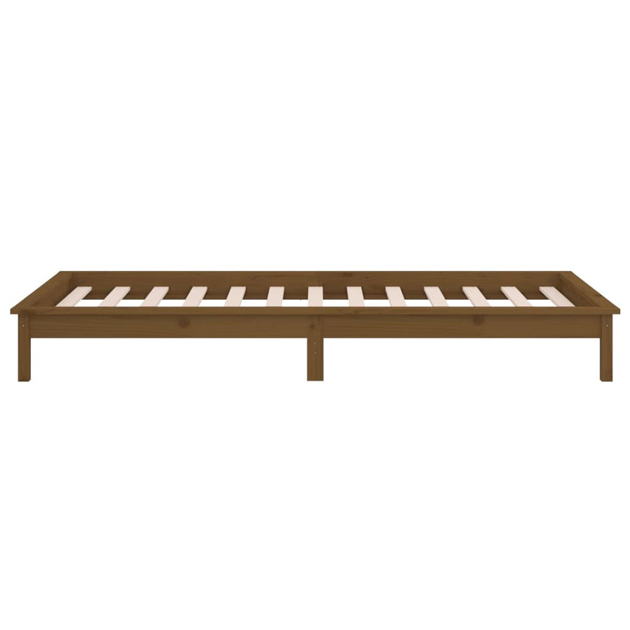 LED Bed Frame without Mattress Honey Brown 90x190cm Solid Wood