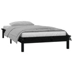 LED Bed Frame without Mattress Black 90x190cm Single Solid Wood