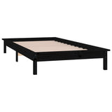 LED Bed Frame without Mattress Black 90x190 cm Solid Wood