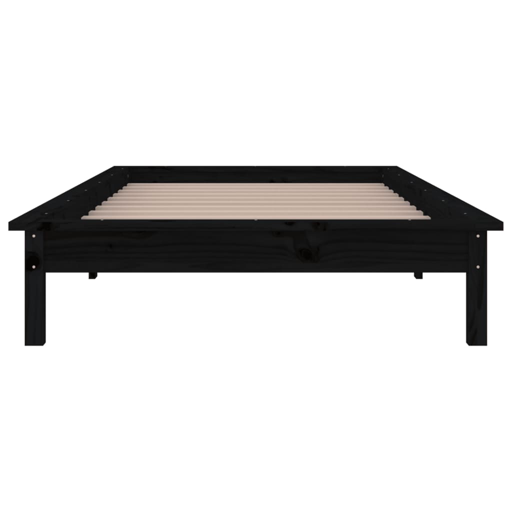 LED Bed Frame without Mattress Black 90x190 cm Solid Wood