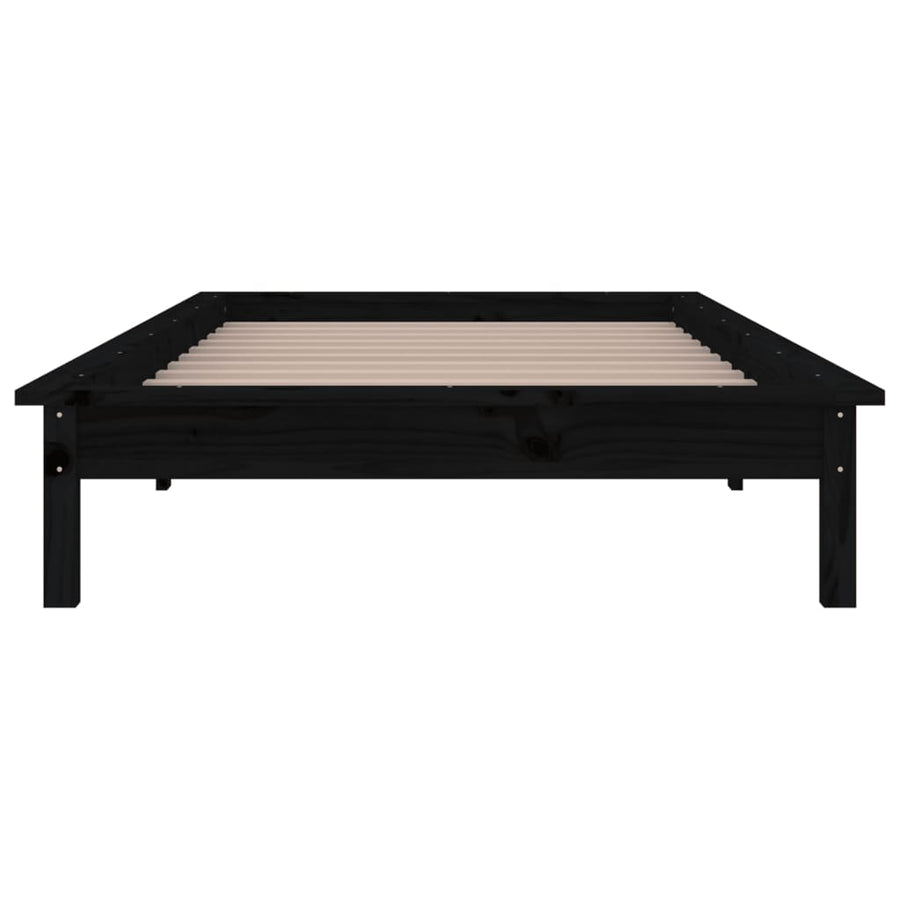 LED Bed Frame without Mattress Black 90x190cm Single Solid Wood