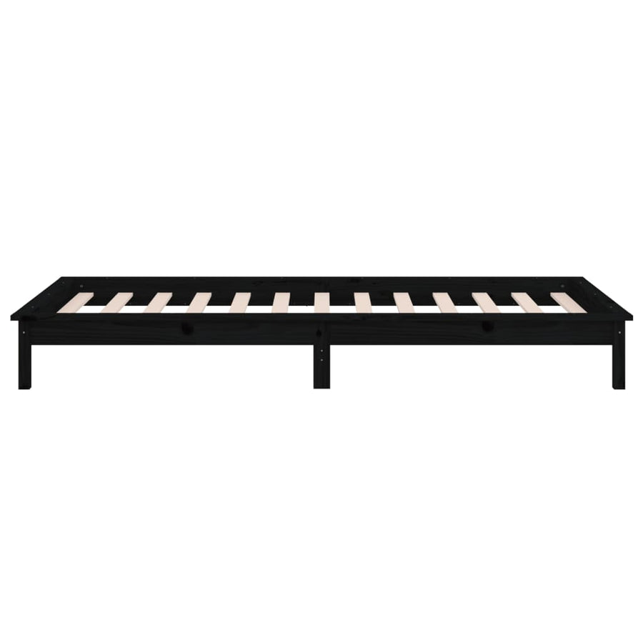 LED Bed Frame without Mattress Black 90x190cm Single Solid Wood