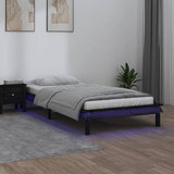 LED Bed Frame without Mattress Black 90x190 cm Solid Wood