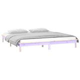 LED Bed Frame without Mattress 135x190 cm Solid Wood