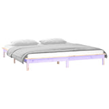 LED Bed Frame without Mattress 135x190 cm Solid Wood - Side View