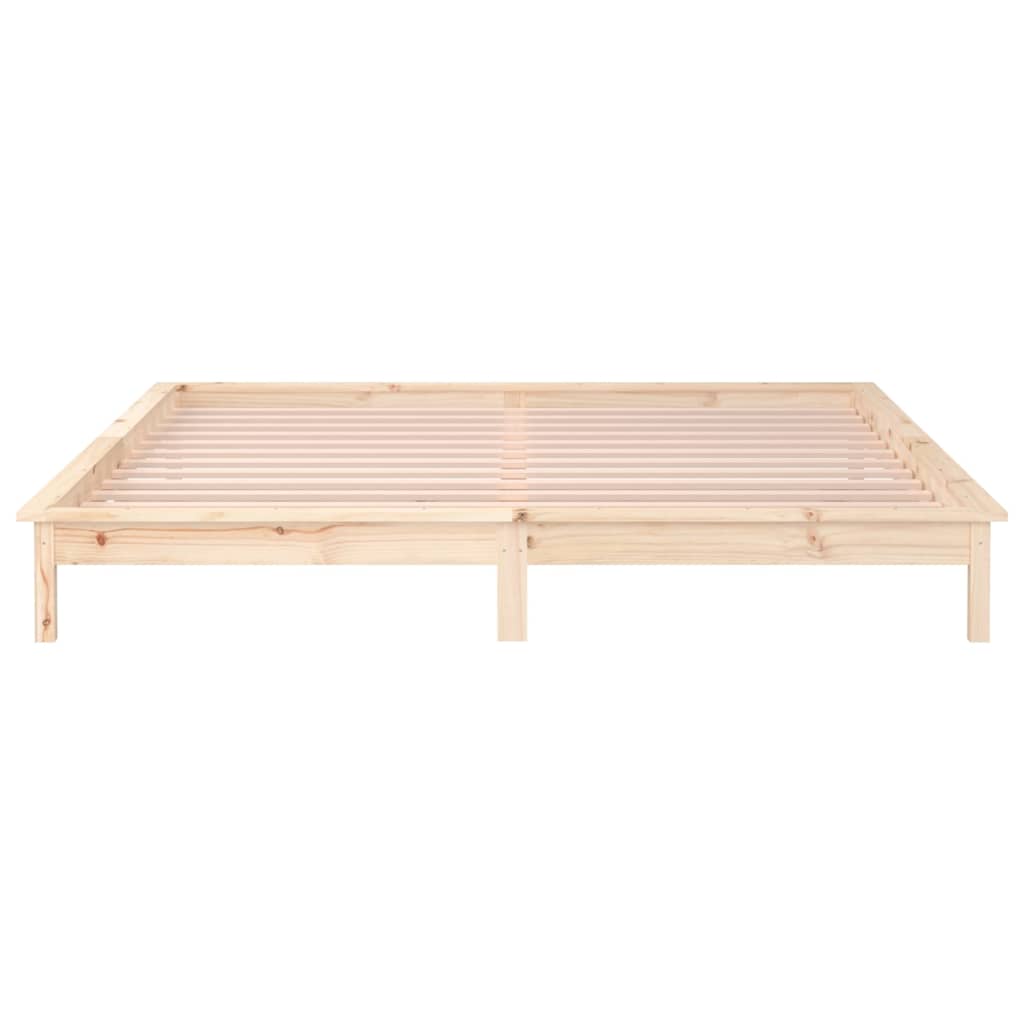 LED Bed Frame without Mattress 135x190 cm Solid Wood