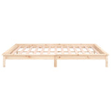 LED Bed Frame without Mattress 135x190 cm Solid Wood