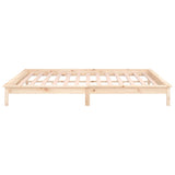 LED Bed Frame without Mattress 135x190 cm Solid Wood - Low Angle