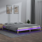 LED Bed Frame without Mattress 135x190 cm Double Solid Wood