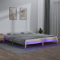 LED Bed Frame without Mattress 135x190 cm Double Solid Wood