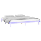 LED Bed Frame without Mattress White 135x190 cm Solid Wood