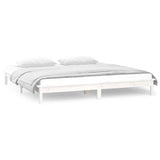 LED Bed Frame without Mattress White 135x190 cm Solid Wood