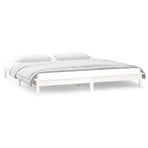 LED Bed Frame without Mattress White 135x190 cm Solid Wood