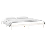LED Bed Frame without Mattress White 135x190 cm Solid Wood
