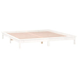 LED Bed Frame without Mattress White 135x190 cm Solid Wood
