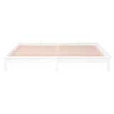 LED Bed Frame without Mattress White 135x190 cm Solid Wood - Close-Up Angle