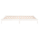 LED Bed Frame without Mattress White 135x190 cm Solid Wood