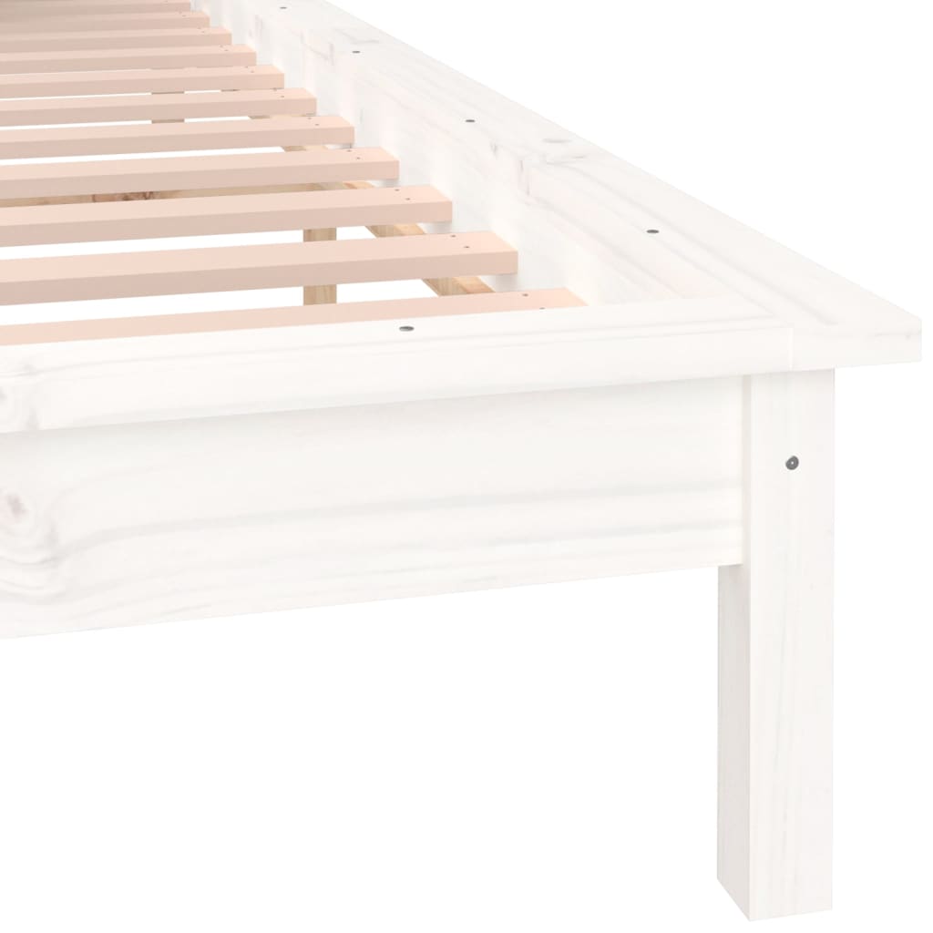 LED Bed Frame without Mattress White 135x190 cm Solid Wood