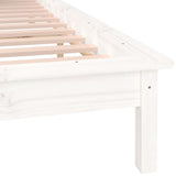 LED Bed Frame without Mattress White 135x190 cm Solid Wood - Extra Image