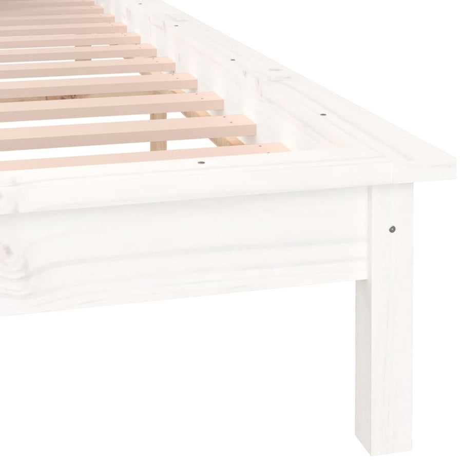 LED Bed Frame without Mattress White 135x190 cm Solid Wood