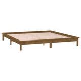 LED Bed Frame without Mattress Honey Brown 135x190 cm Solid Wood - Rear View