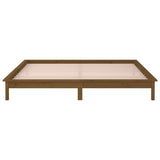 LED Bed Frame without Mattress Honey Brown 135x190 cm Solid Wood - Close-Up Angle