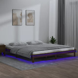 LED Bed Frame without Mattress Honey Brown 135x190 cm Solid Wood