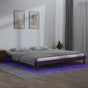 LED Bed Frame without Mattress Honey Brown 135x190 cm Solid Wood